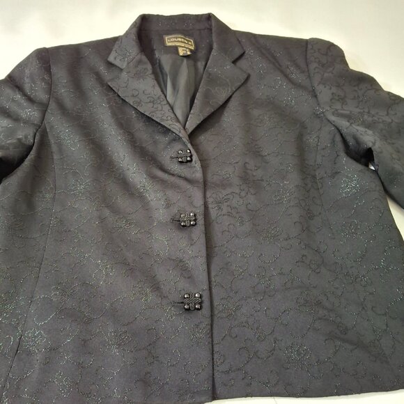 Womans Louben Boxy Cropped 3 Button Blazer Jacket Sz 10 Relaxed Fit Office Party - Picture 9 of 12
